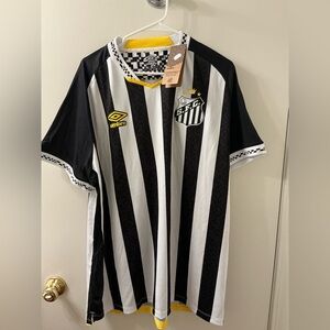 BRAND NEW W/ TAGS SFC Umbro Black and White Striped Football Shirt